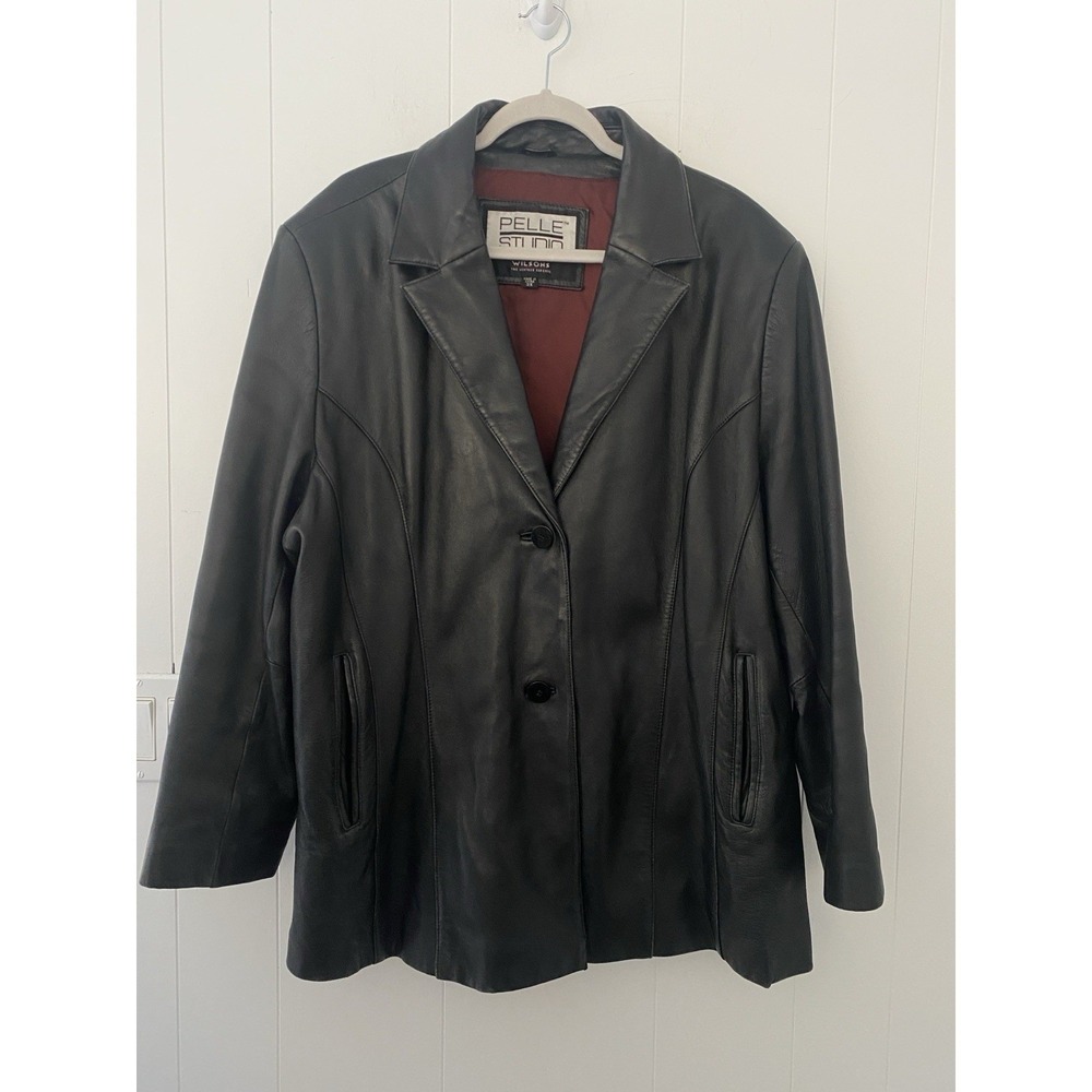 Vintage Wilsons Leather Pelle Studio Black Leather Blazer Jacket Women's Size 3X